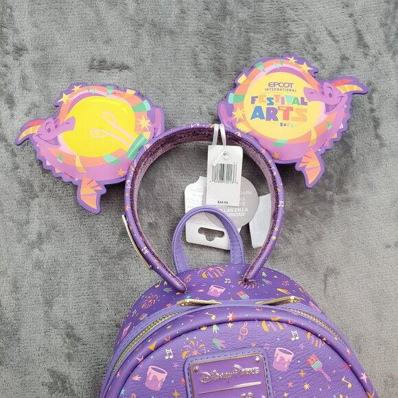 2025 Disney Parks Loungefly Epcot Festival Of The Arts Figment Backpack & Ears! - Picture 9 of 16
